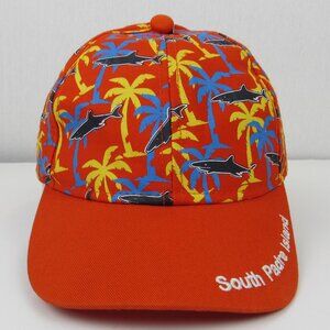 South Padre Island Youth 54 C Adjustable Cap Orange Multicolored Palm Trees & Sh